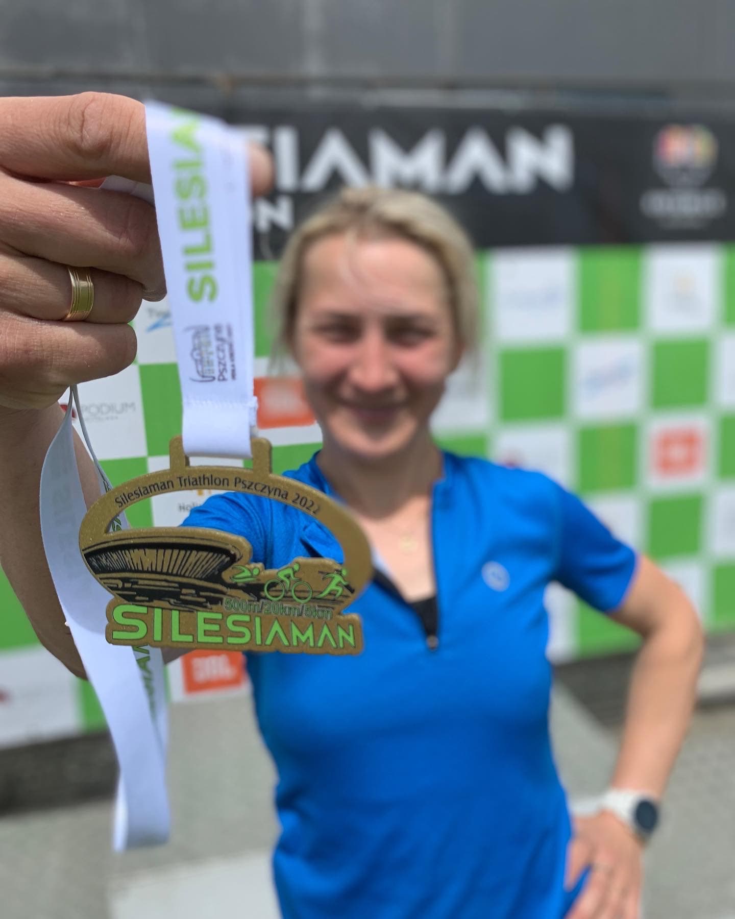 Medal Silesiaman Triathlon Pszczyna 2022 z dystansami 500 m / 20 km / 5 km