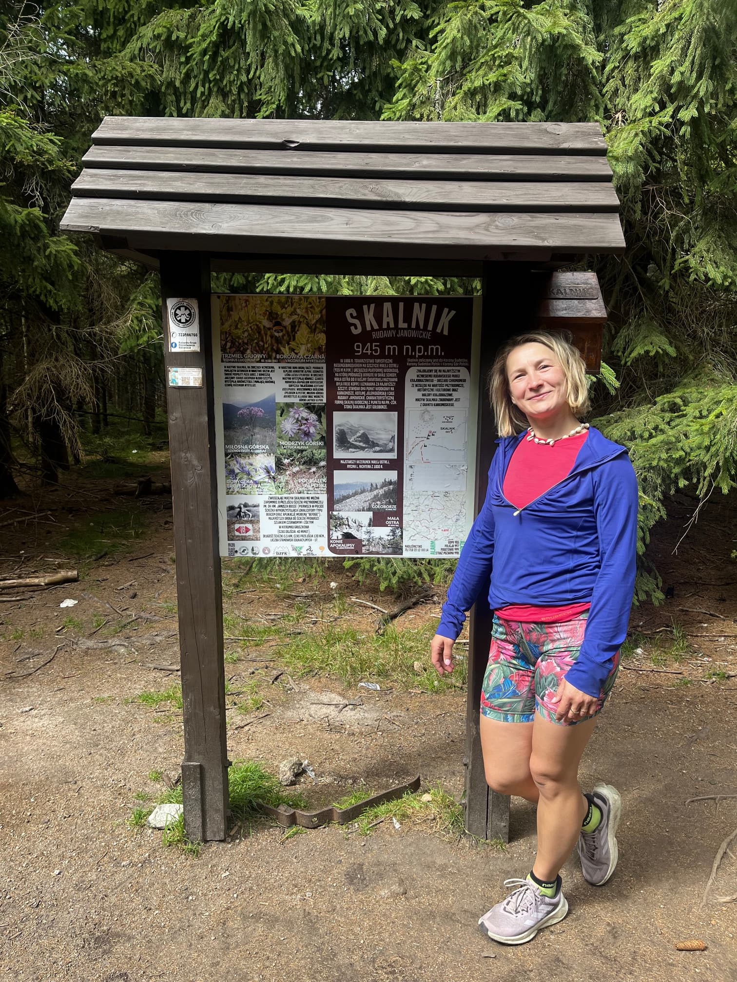 Tablica informacyjna na szczycie Skalnika (945 m) w Rudawach Janowickich